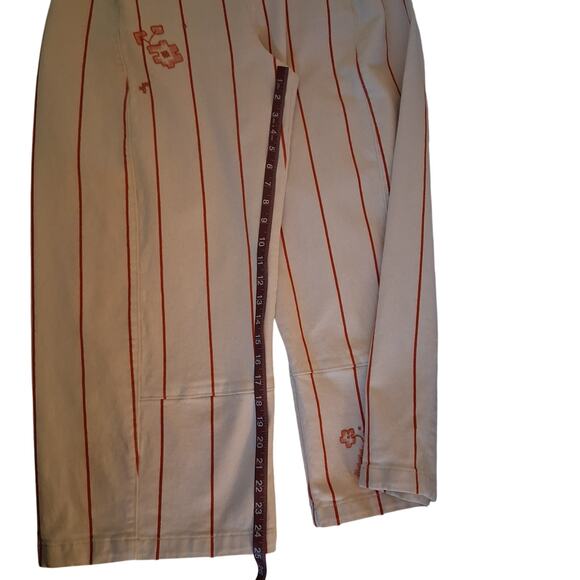Anthropologie Pilcro The Izzie Barrel Pull on Pants Stripped Embroidery Women-M - Picture 7 of 10